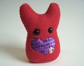 Valentine's Day Plush Monster -- Something of Love -- Red with Purple Heart