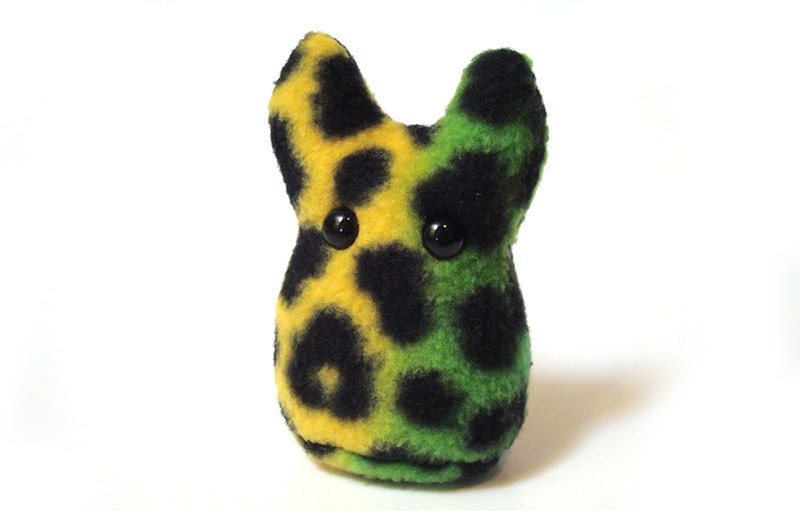 Weird Plush -- Rainbow Safari Something -- Small Stuffed Monster in Green and Yellow