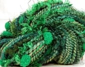 HandSpun Art Yarn handspun yarn merino wool bulky yarn Shades of Green SPIN TO ORDER