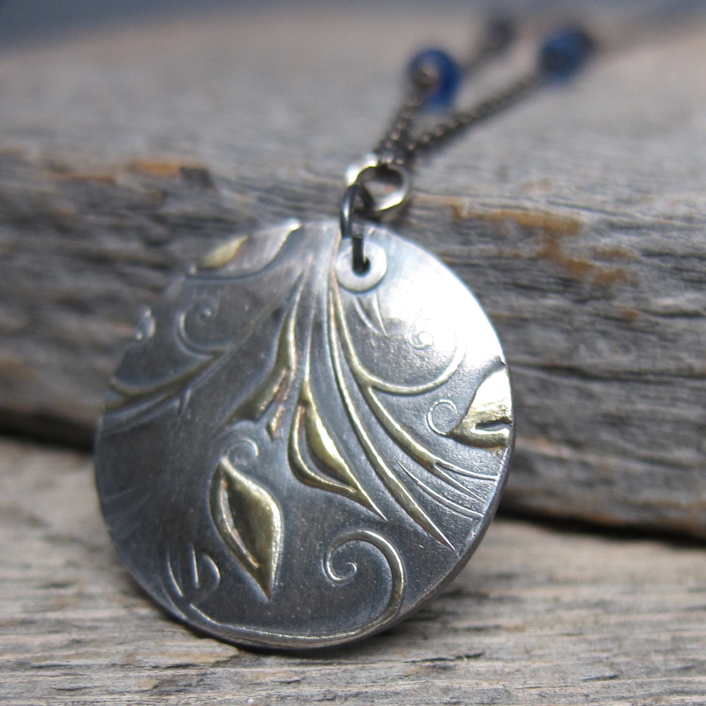 Unfurled Necklace ... Handcrafted Fine Silver with Keum-Boo