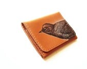 Man Card Wallet in Brown Leather with Bird