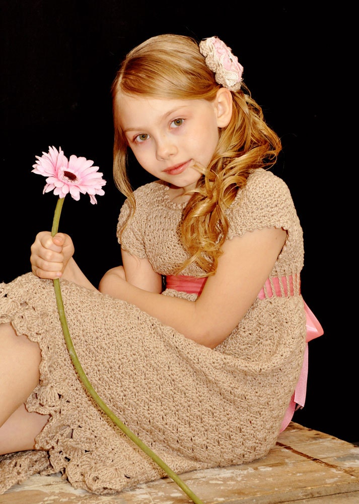 Always A Lady - Crochet Pattern Sundress and Flower pattern, Sizes 12 mos - girls size 14