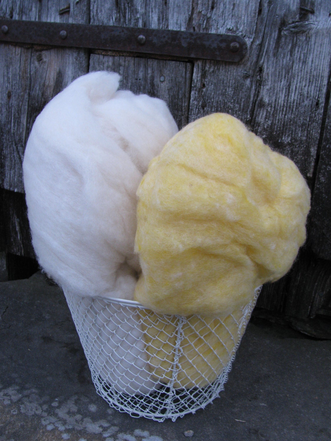 Needle Felting Wool-4oz. Bag--Pale Yellow and Creamy White