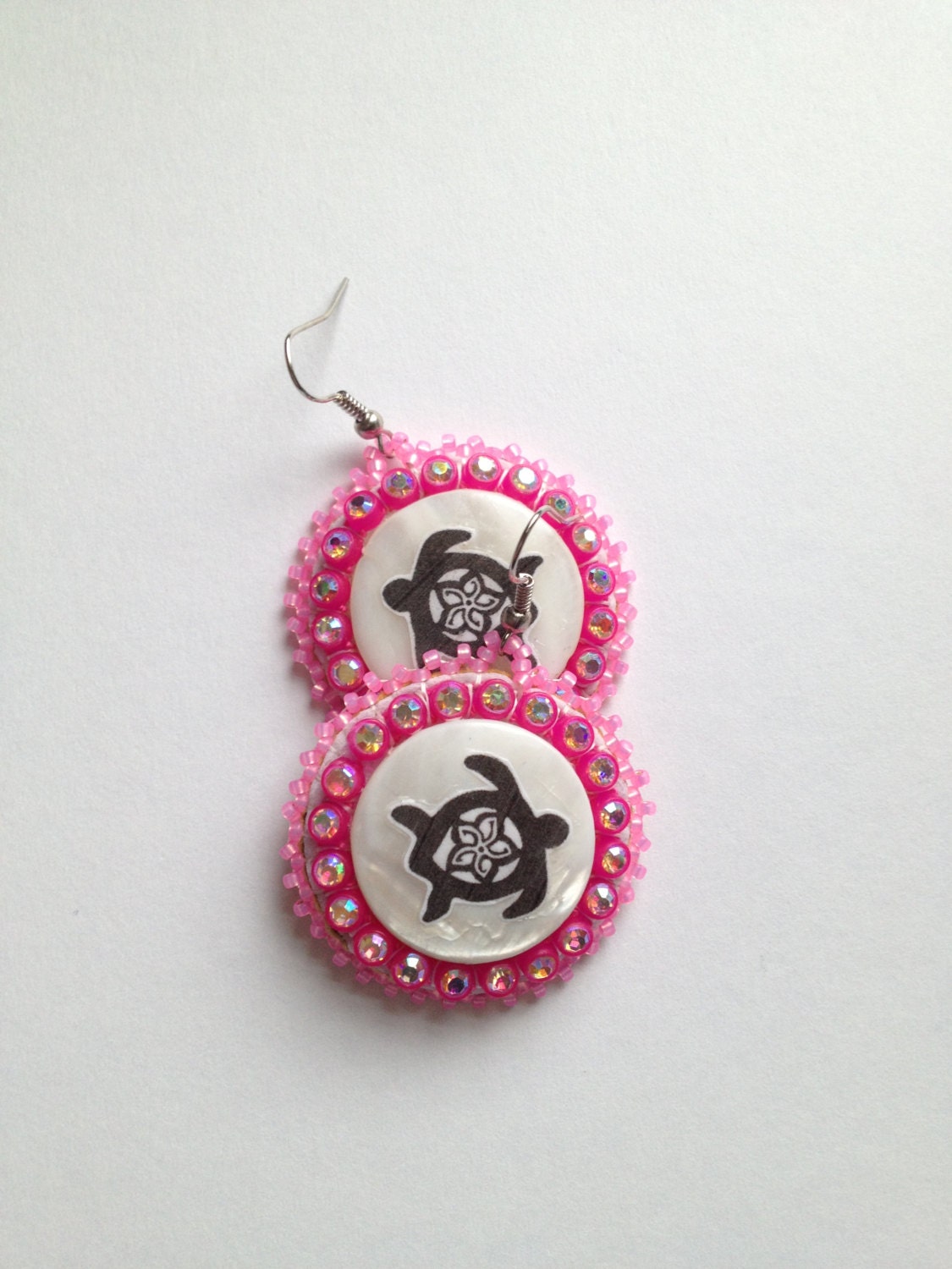 Turtle Beaded Shell Earrings