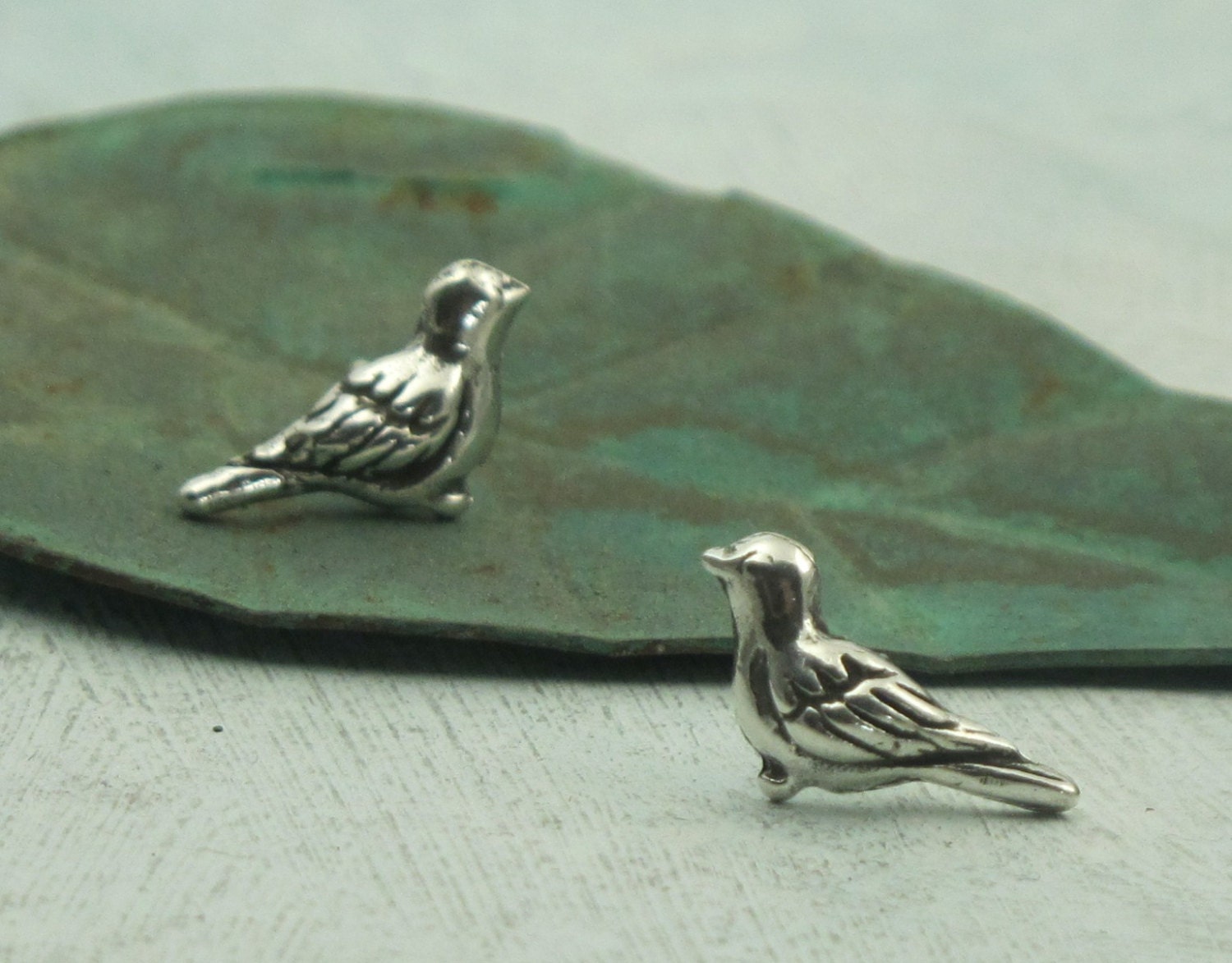 Bird Earrings - sterling silver post earrings by Kathryn Riechert