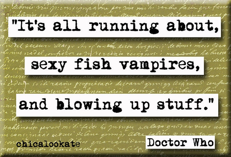 Doctor Who Sexy Fish Vampire Quote Magnet or Pocket Mirror (no.391)