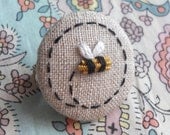 Made to Order Goldwork Bee Hand Embroidered Brooch Badge supporting the BBKA