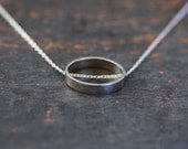 Sterling Silver Oval Necklace Simple Slide Handmade Jewelry