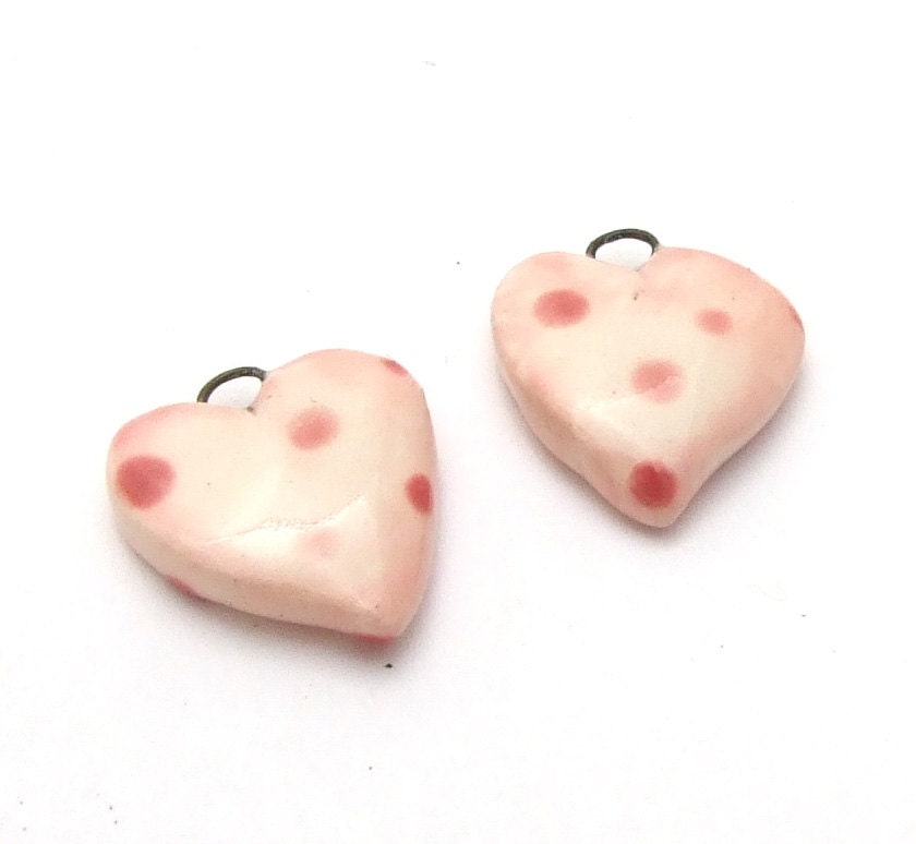 Ceramic Heart Charm Pair