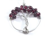 Tree of Life Artisan Wire Wrapped Garnet Pendant Neckace