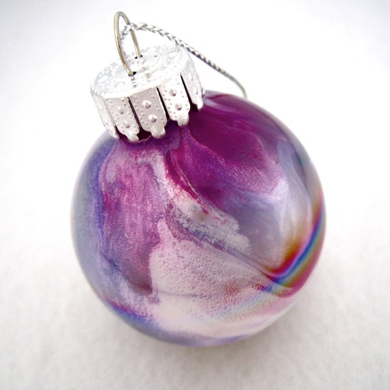 iridescent glass ornament hand painted inside by iridescent glass ornament hand painted inside by