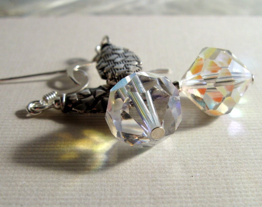 Vintage Swarovski crystal and Bali Silver GODDESS dangle drop earrings