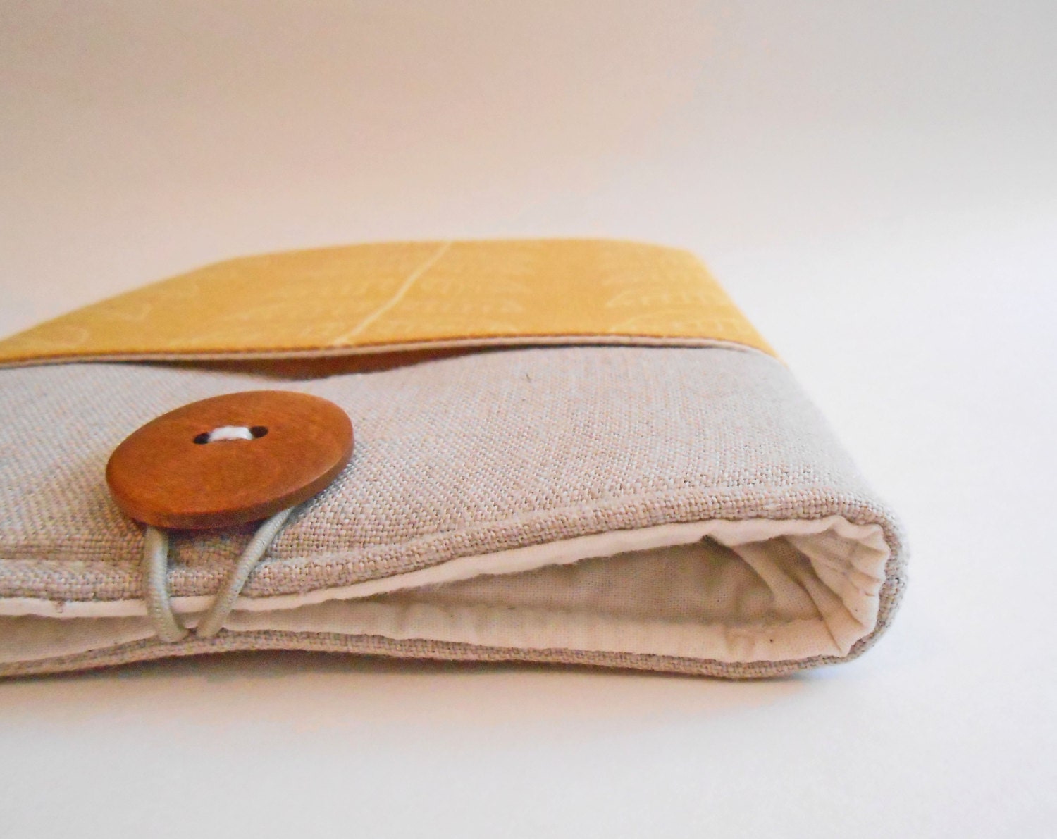 iPad Mini Case, iPad Mini padded cover with front pocket -- Leaf on mustard-- Custom sizing available for other Tablets and E-readers