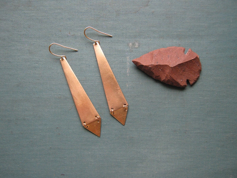 Triangle Trapezoid Brass Earrings - brass - geometric