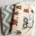 Baby Boy Burp Cloths  -  Triple Layer Chenille -  Set of 2  - Owls and Village Blue Chevron