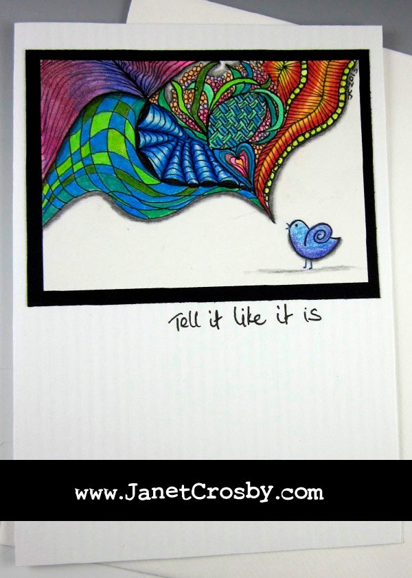 Tell It Like It Is - Ink and Color Pencil Blank Greeting Card