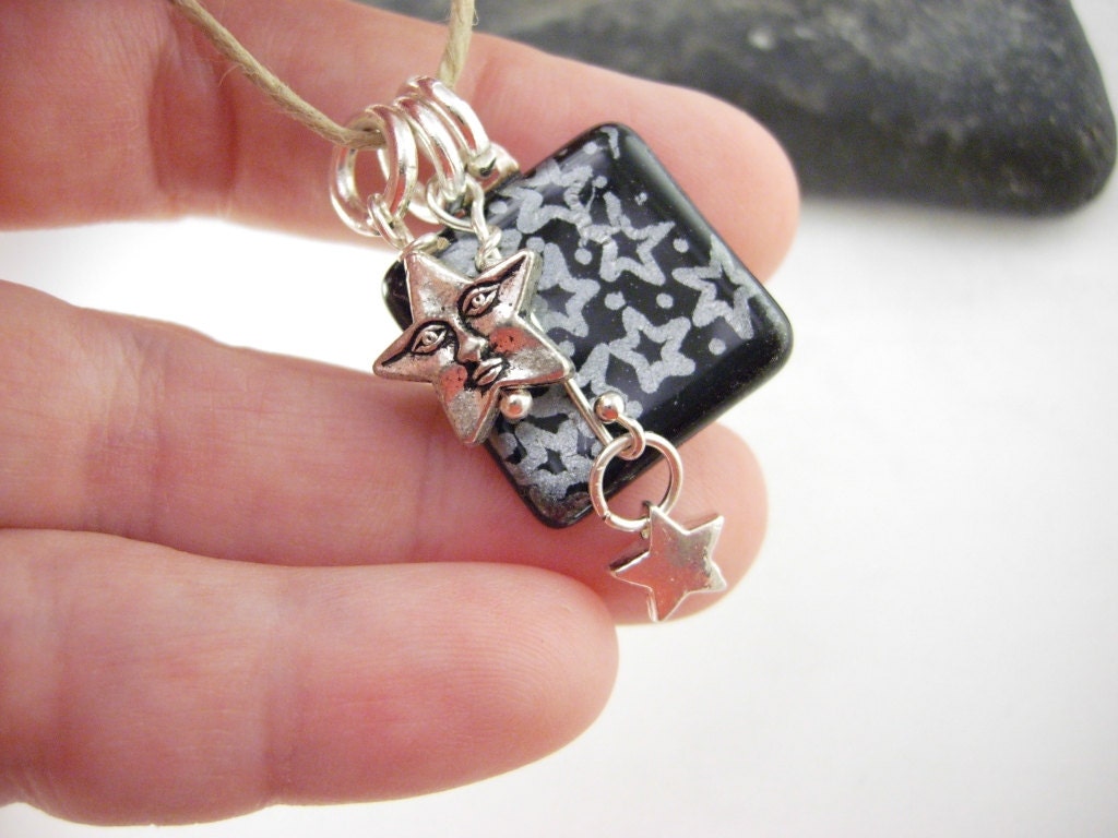 Fused Glass Pendant, Handmade Glass jewelry - In the stars