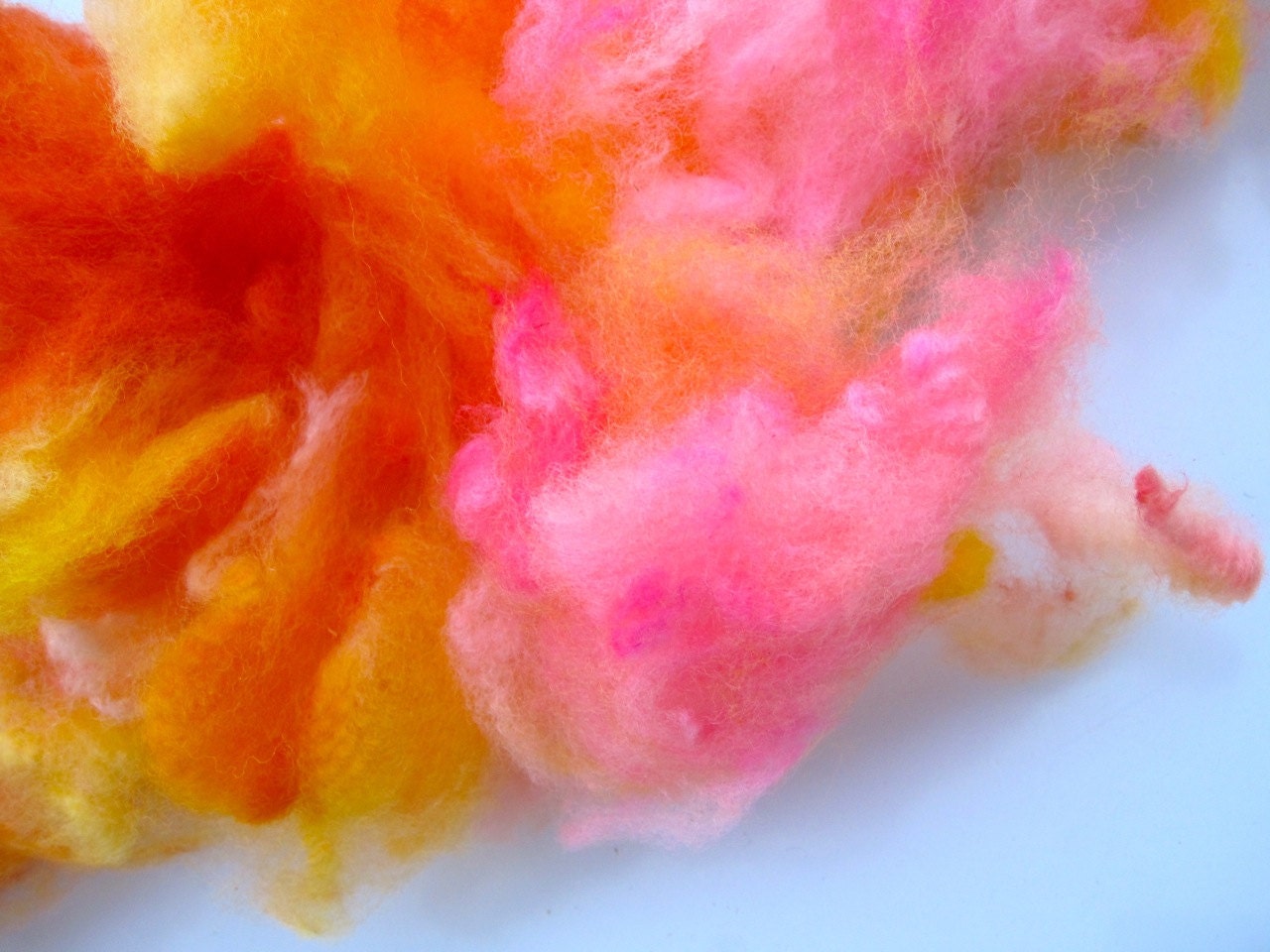 Fire Bird kettle dyed 1 oz fiber clouds spinning felting