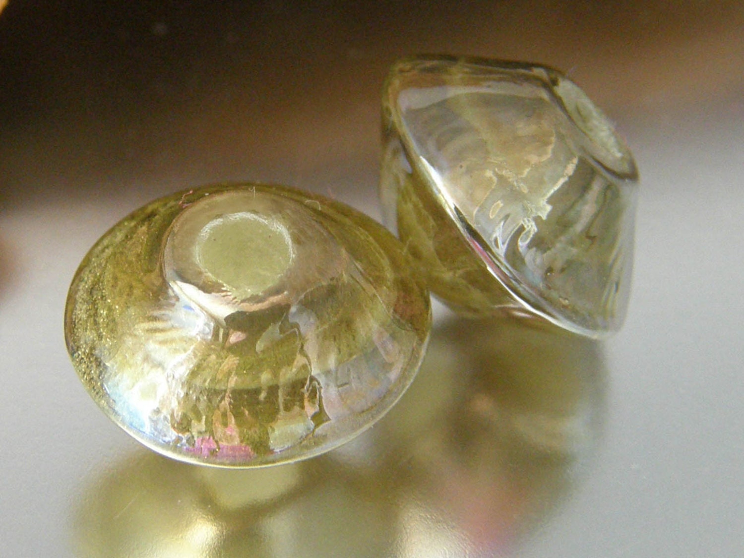KILLERBEEDZ1 - Silver Crystal - Bicone Lampwork Bead Set