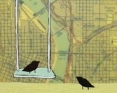 Willamette - Birds on a Swing - Original Painting 5x5