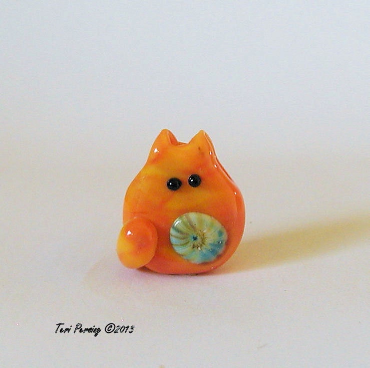 Kitten Bead Handmade Lampwork Focal - Sherill Itty Bitty FatCat