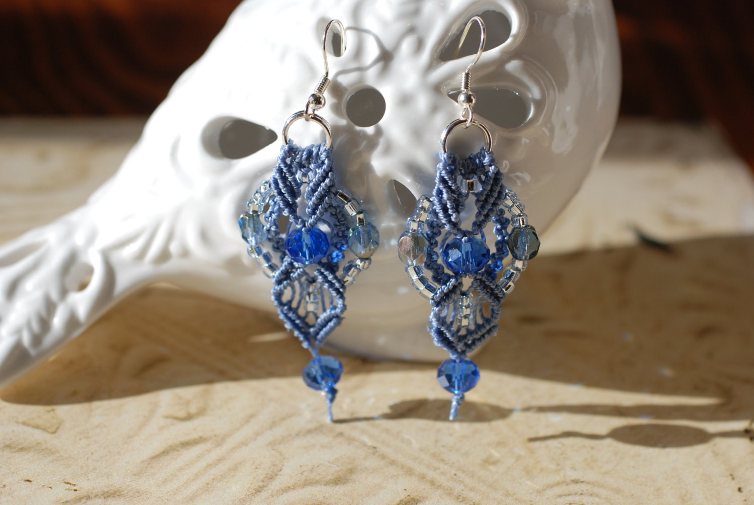 Micro Macrame Earrings with Japanese Seed Beads