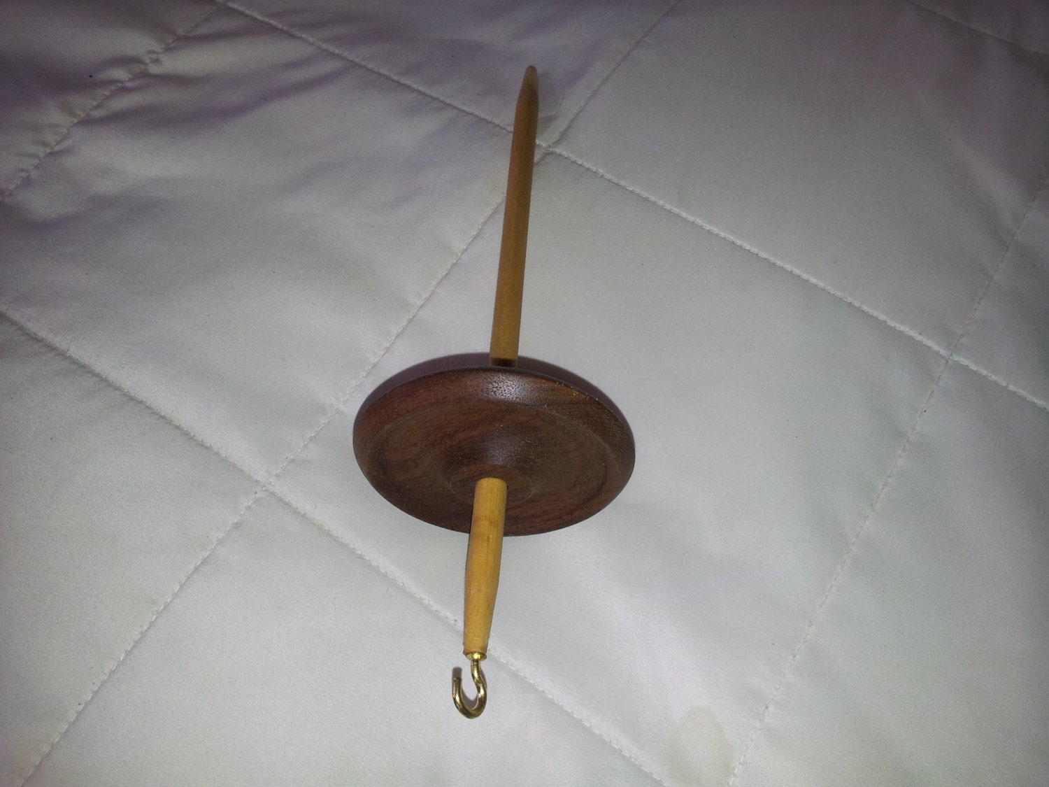 Hand turned black walnut drop spindle whorl