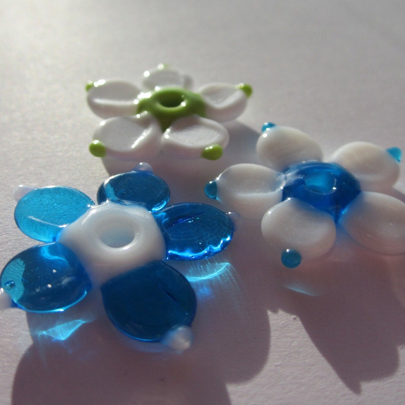 Spring Blossoms - Aqua and Spring Green - Set of 3 - SRA