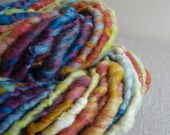 Handspun yarn, art yarn, rainbow corespun