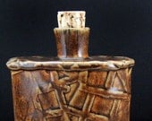 Handmade Ceramic Pocket Flask in Butternut - Pottery - Hand Built Stoneware - Broken Squares