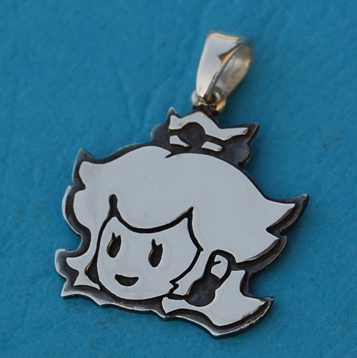 Cufflinks - Sterling silver Mario and princess peach - for grooms, groomsmen, wedding, birthday, fathers day