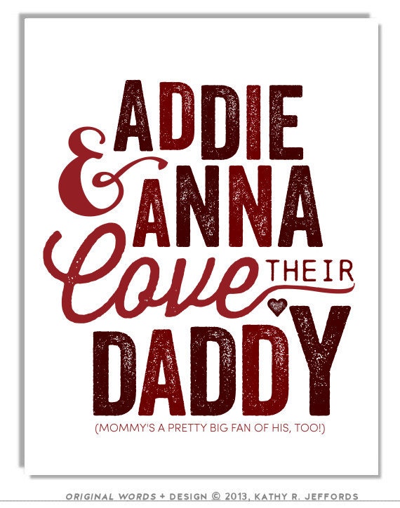 Personalized Kids Love Their Daddy Father's Day Or Dad's Birthday Gift, Wall Art For Dad's Office, Typographic Print For Dad From Children