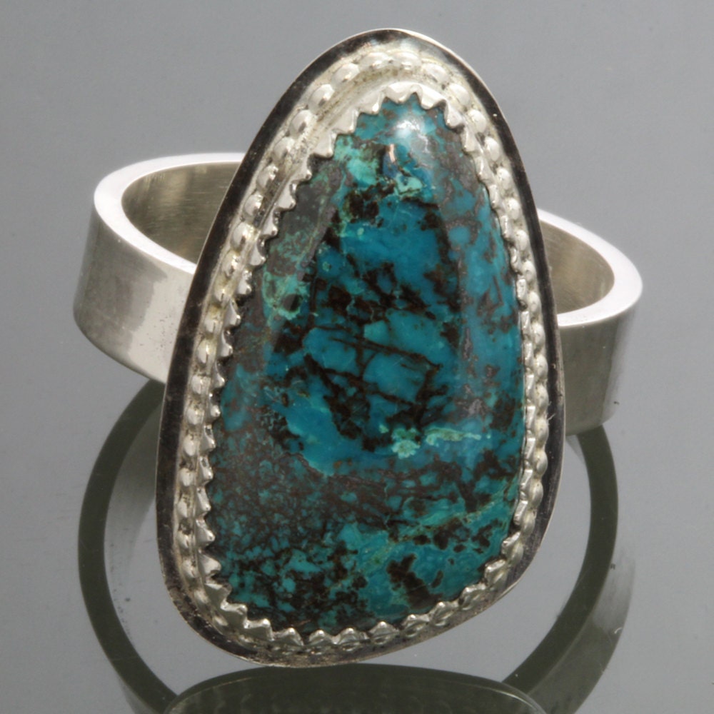 Azurite Sterling Silver Ring Size 9.5 s13r009