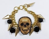 Gold Skull Statement Charm Bracelet