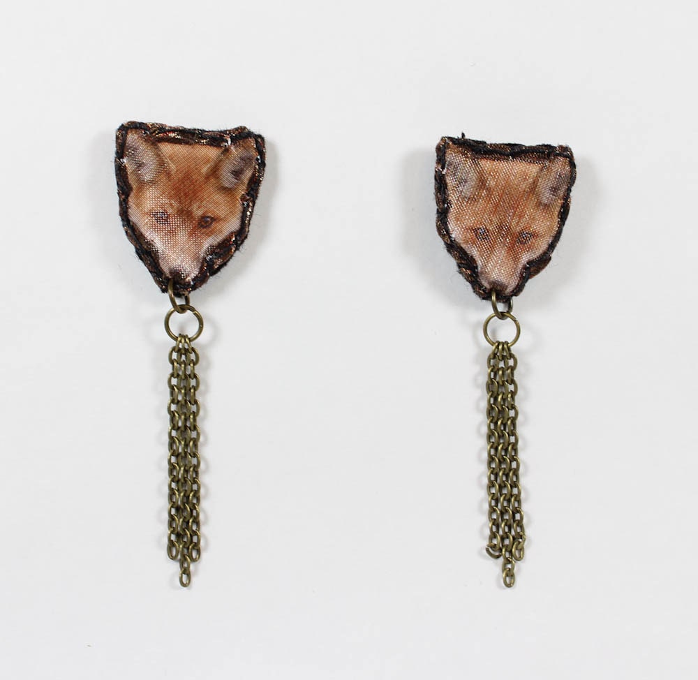 Red Fox Fringe Stud Earrings