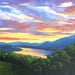 Sunset on the Hudson from Olana - Huge Contemporary Original Acrylic on a Extra Large Canvas by Patty Baker