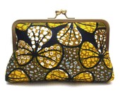 Yellow Petals Mini Snap Clutch, Ankara print clutch bag