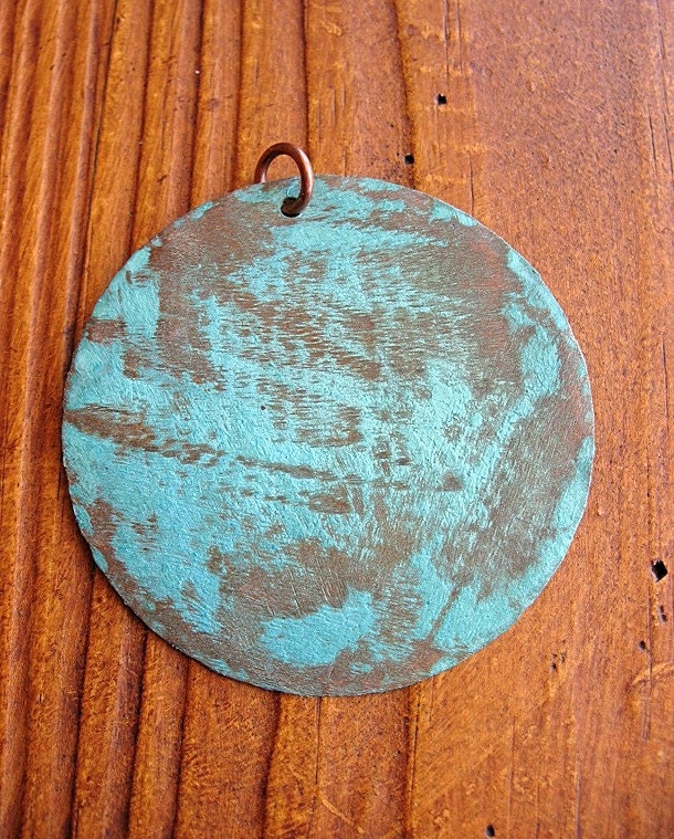 Distressed Verdigris Pendant - Patina Copper Artisan Component