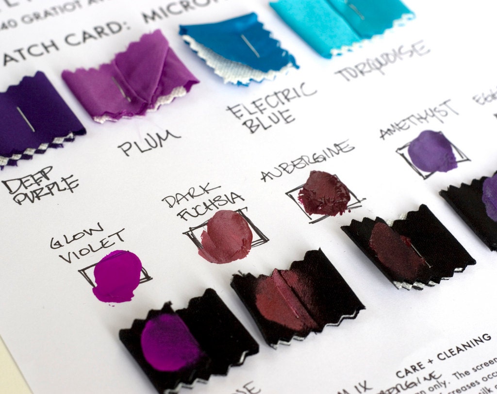 8 Ink and microfiber fabric necktie swatch samples. Color matching card for custom order ties. Choose from 56 tie fabric colors.