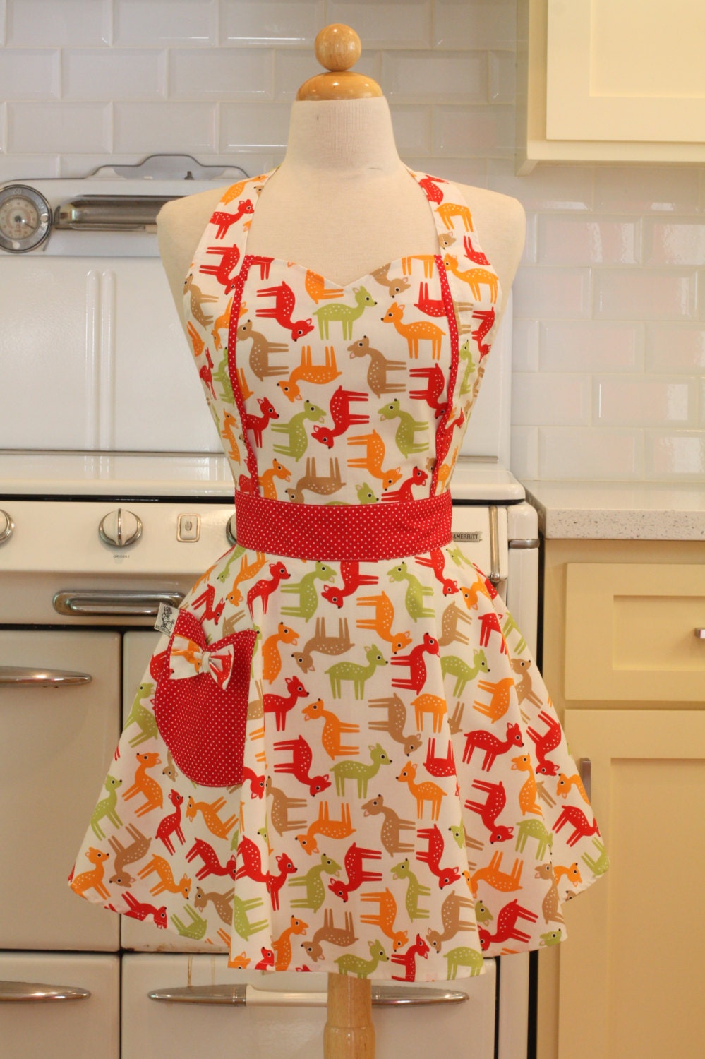 Retro Apron Bambi Deer MAGGIE Full Apron