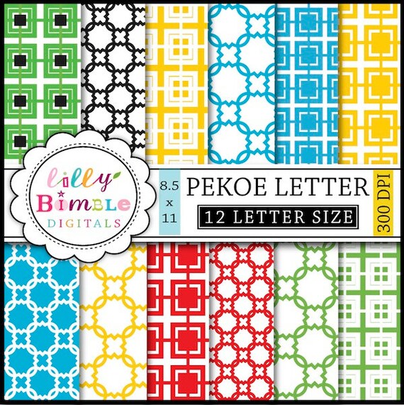 Letter Size (8.5x11) PEKOE Digital Papers lattice, trellis, modern, instant download Il_570xn