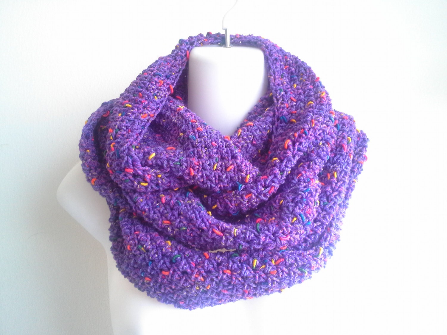 Amethyst Purple Rainbow Sprinkles Infinity Scarf Neckwarmer BECKI