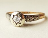 Antique Diamond Solitaire Engagement Ring, Edwardian Diamond Platinum & 9k Gold Wedding Ring Approx. Size US 5