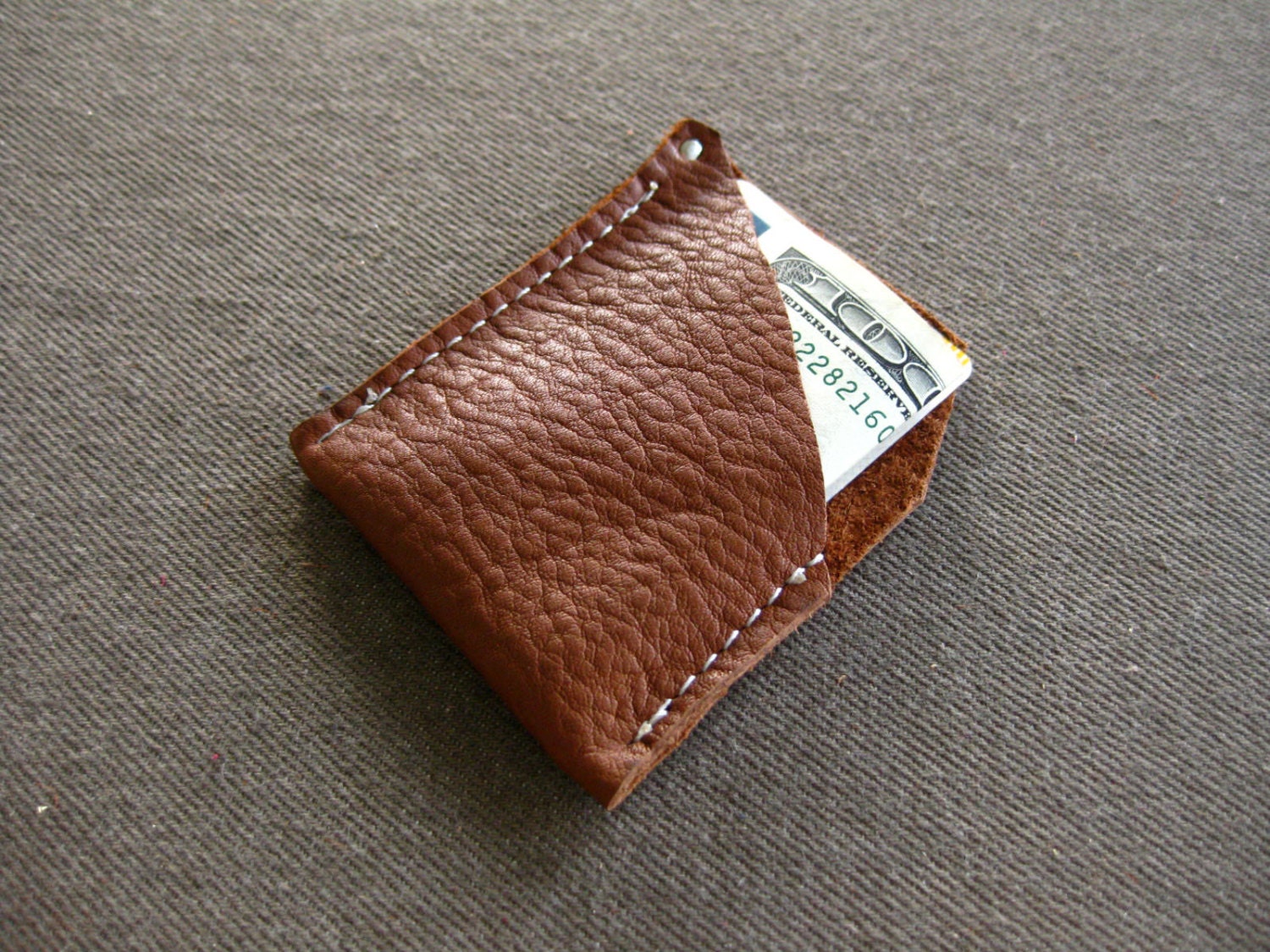 Pocket wallet - Textured coffee brown leather