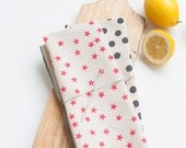 Star and Polka Dot Tea Towels, Set of Two, Hand Printed