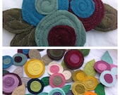 The Little Garden Bloom- Felted Wool Headband or Brooch-Triple Bloom