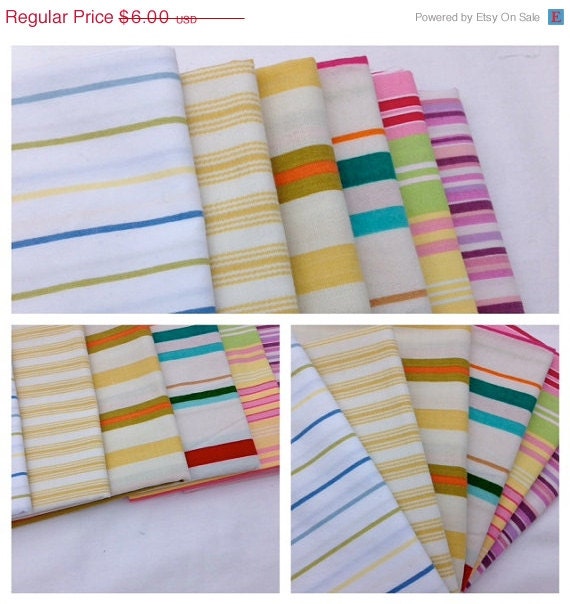 ON SALE- Reclaimed  Bed Linens Fat Quarter Bundle-Candy Stripes