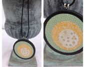 Graphic Necklace Pendant-Wooden Disc Pendant-Sunshine Meadow