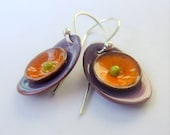 Purple Dish - double layered enameled earrings