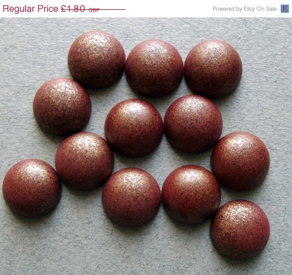 Vintage red and gold cabochons